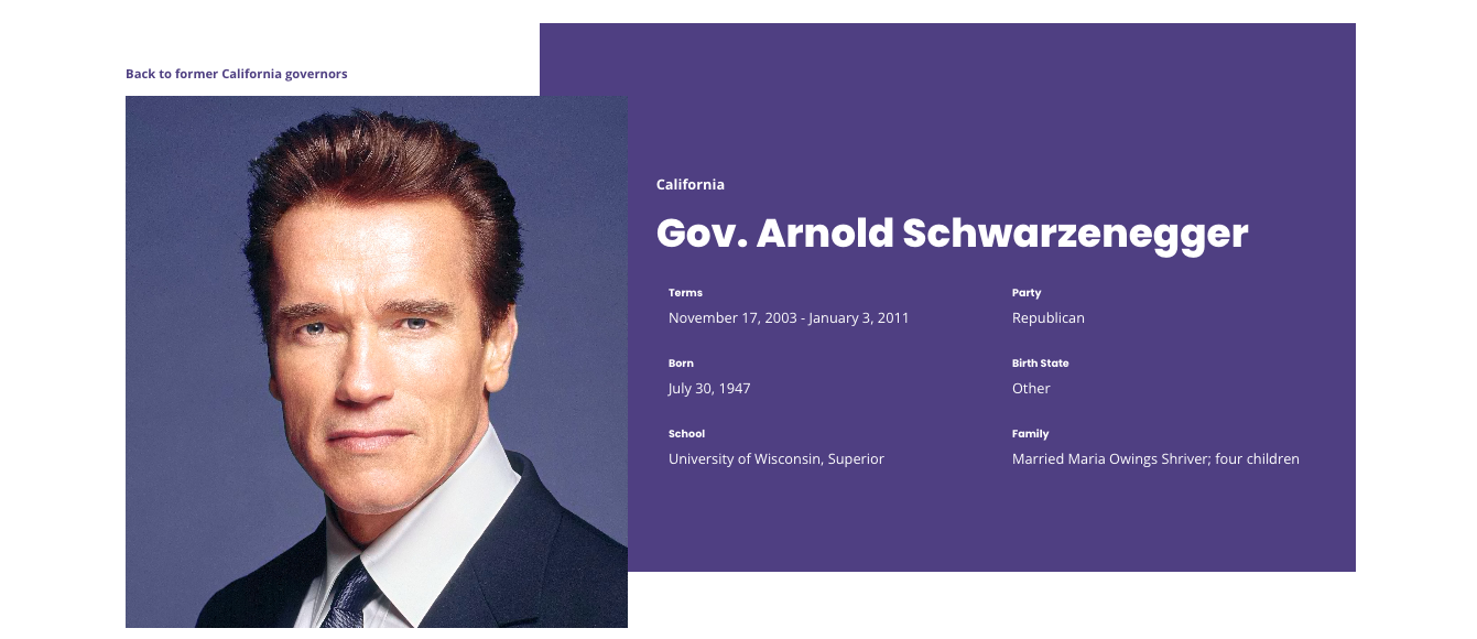 Arnold Schwarzenegger's NGA page